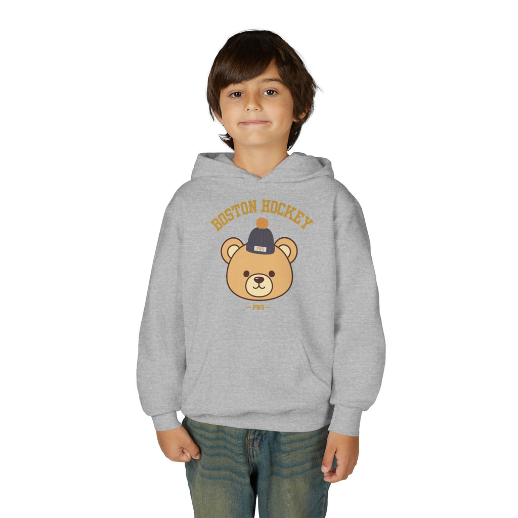 Boston Hockey Teddy Bear Youth Hoodie – 'PWS' PuckWithSof Team Sweatshirt