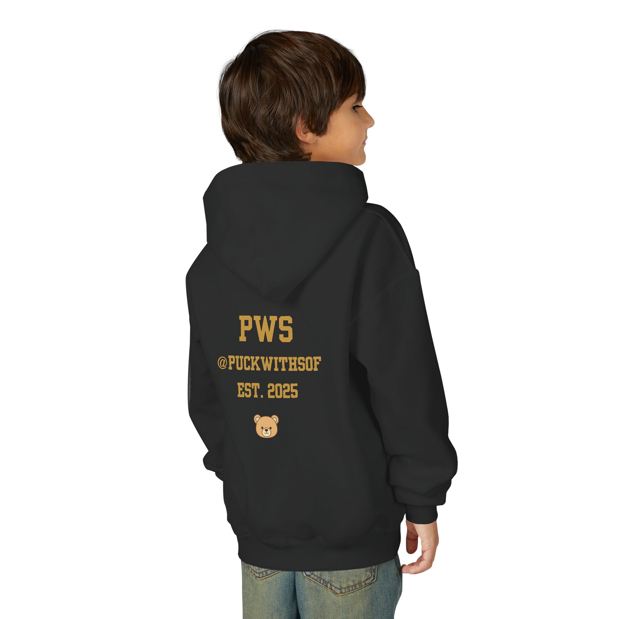Boston Hockey Teddy Bear Youth Hoodie – 'PWS' PuckWithSof Team Sweatshirt