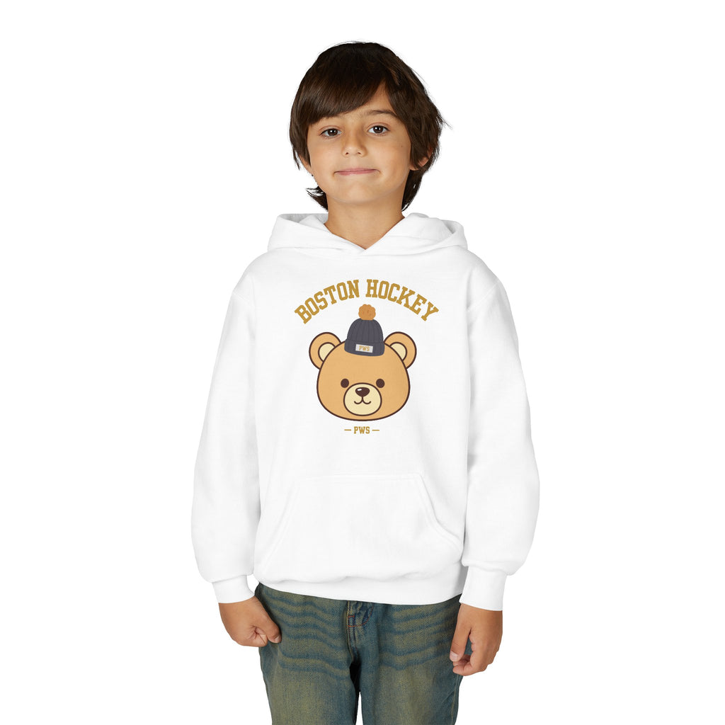 Boston Hockey Teddy Bear Youth Hoodie – 'PWS' PuckWithSof Team Sweatshirt