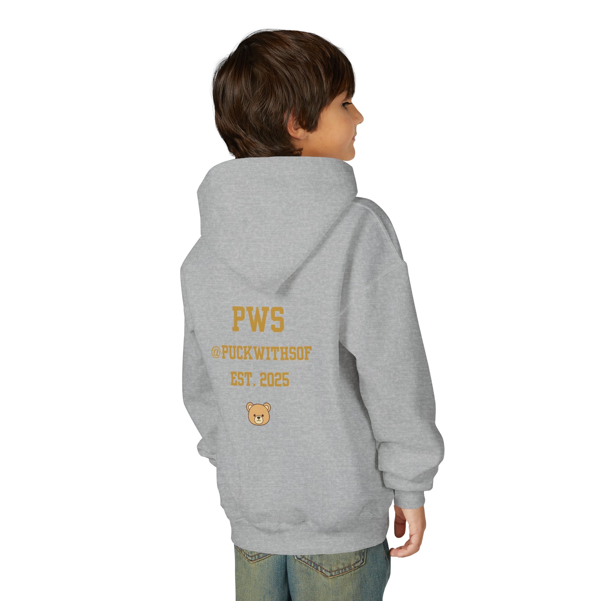 Boston Hockey Teddy Bear Youth Hoodie – 'PWS' PuckWithSof Team Sweatshirt