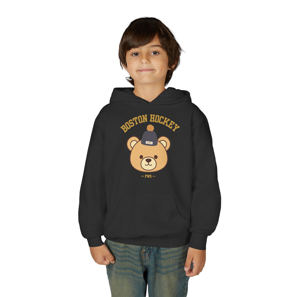 Boston Hockey Teddy Bear Youth Hoodie – 'PWS' PuckWithSof Team Sweatshirt