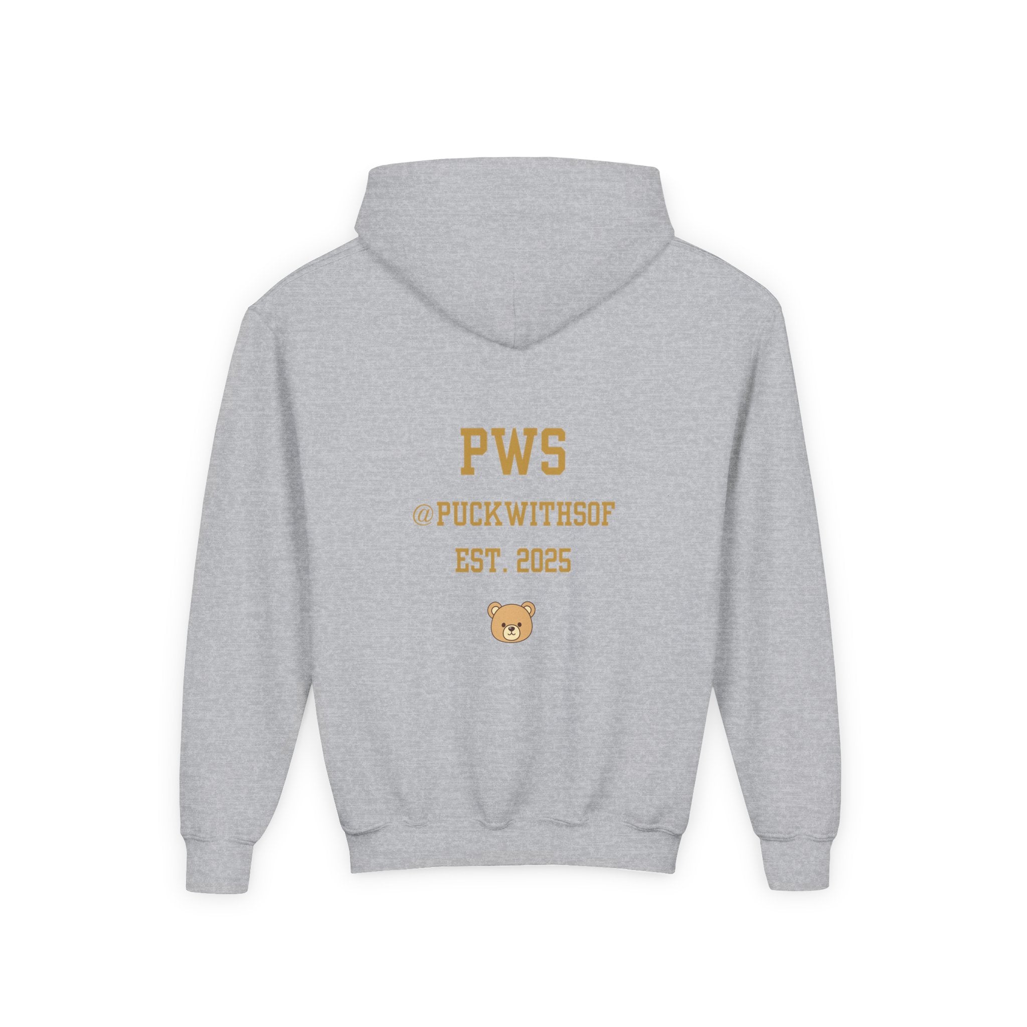 Boston Hockey Teddy Bear Youth Hoodie – 'PWS' PuckWithSof Team Sweatshirt