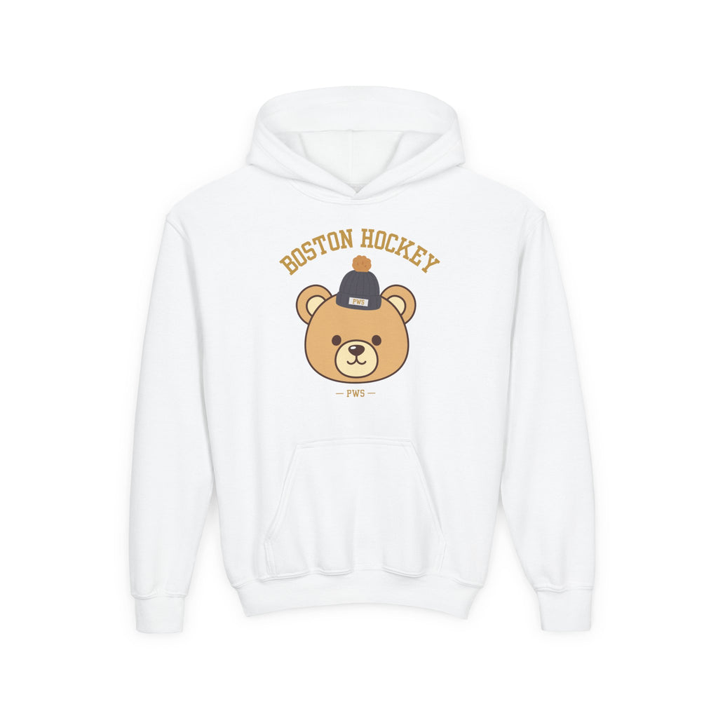 Boston Hockey Teddy Bear Youth Hoodie – 'PWS' PuckWithSof Team Sweatshirt