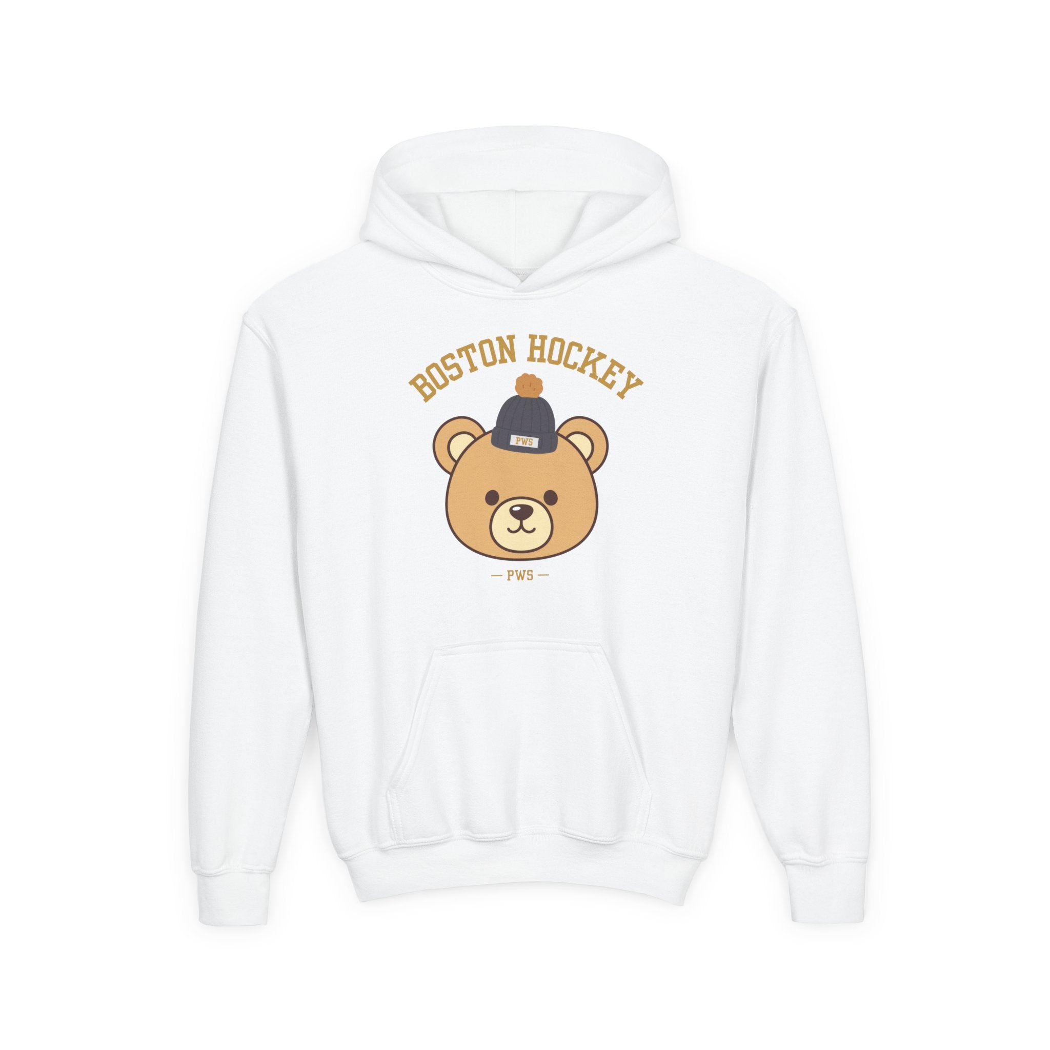 Boston Hockey Teddy Bear Youth Hoodie – 'PWS' PuckWithSof Team Sweatshirt