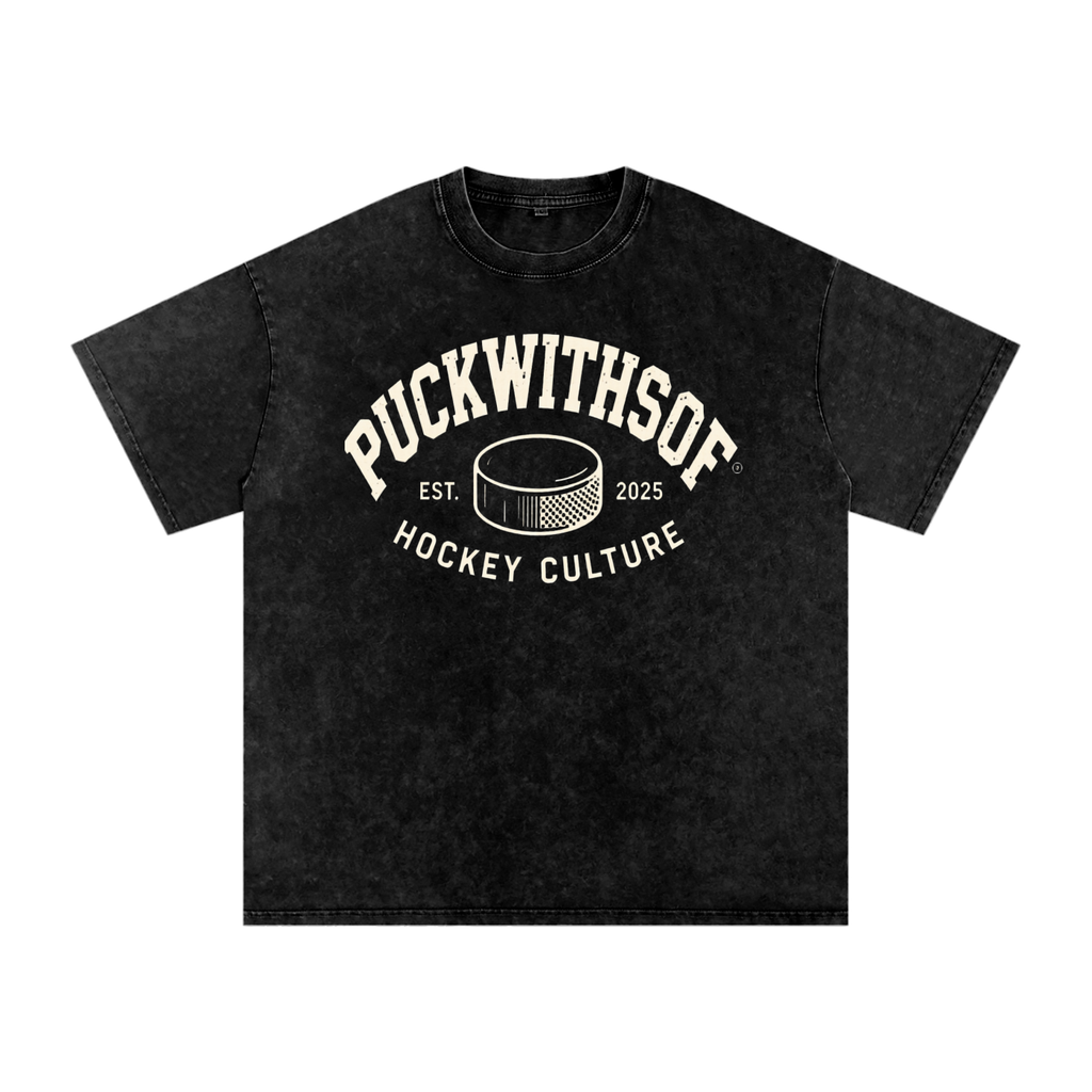 Snow Washed Oversized PUCKWITHSOF T-Shirt (Heavy Weight)