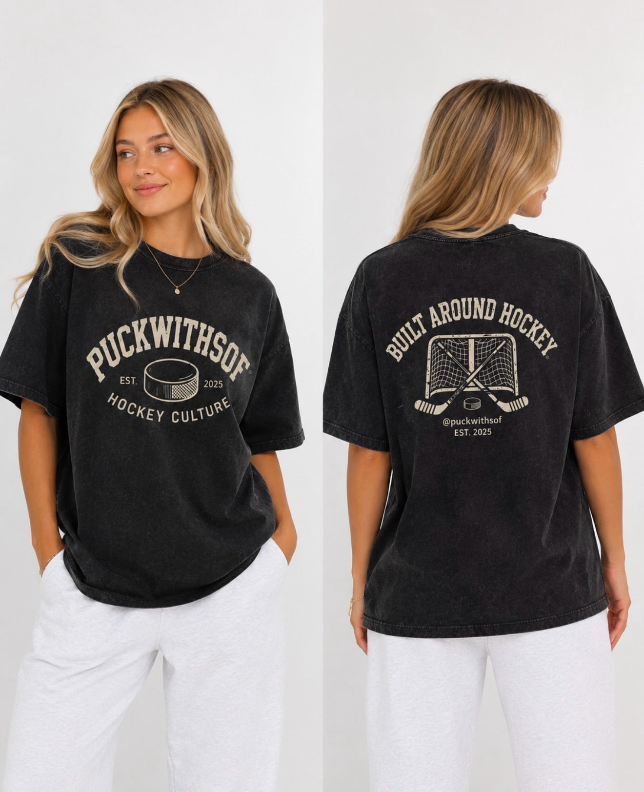Snow Washed Oversized PUCKWITHSOF T-Shirt (Heavy Weight)